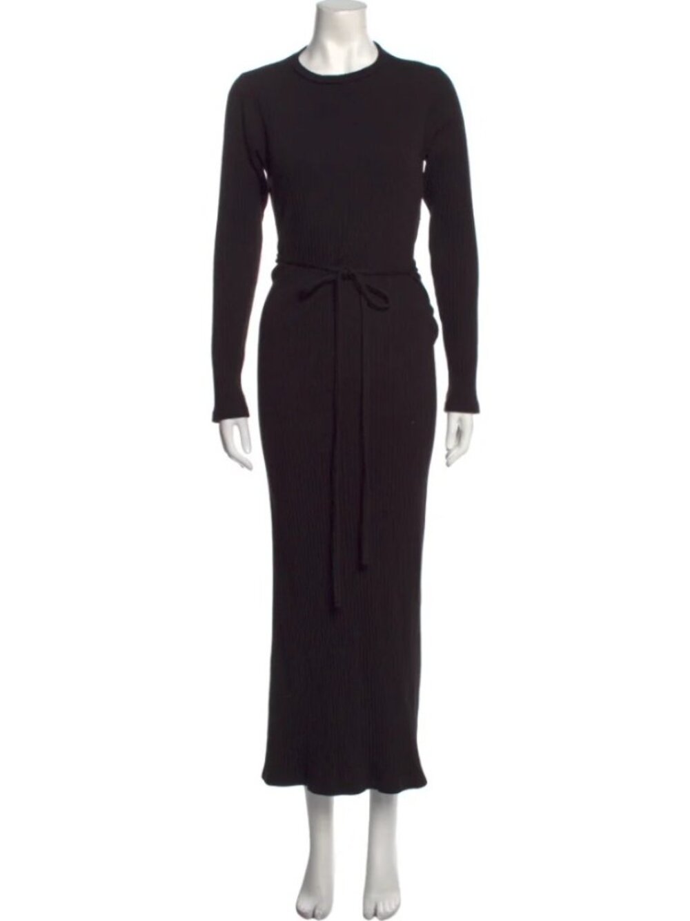 Black Baserange A-Line Crewneck Ribbed wrap dress - Small